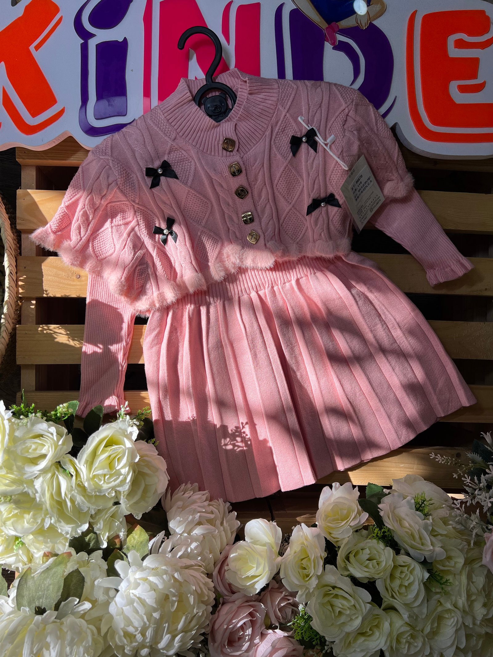 Robe en laine rose 