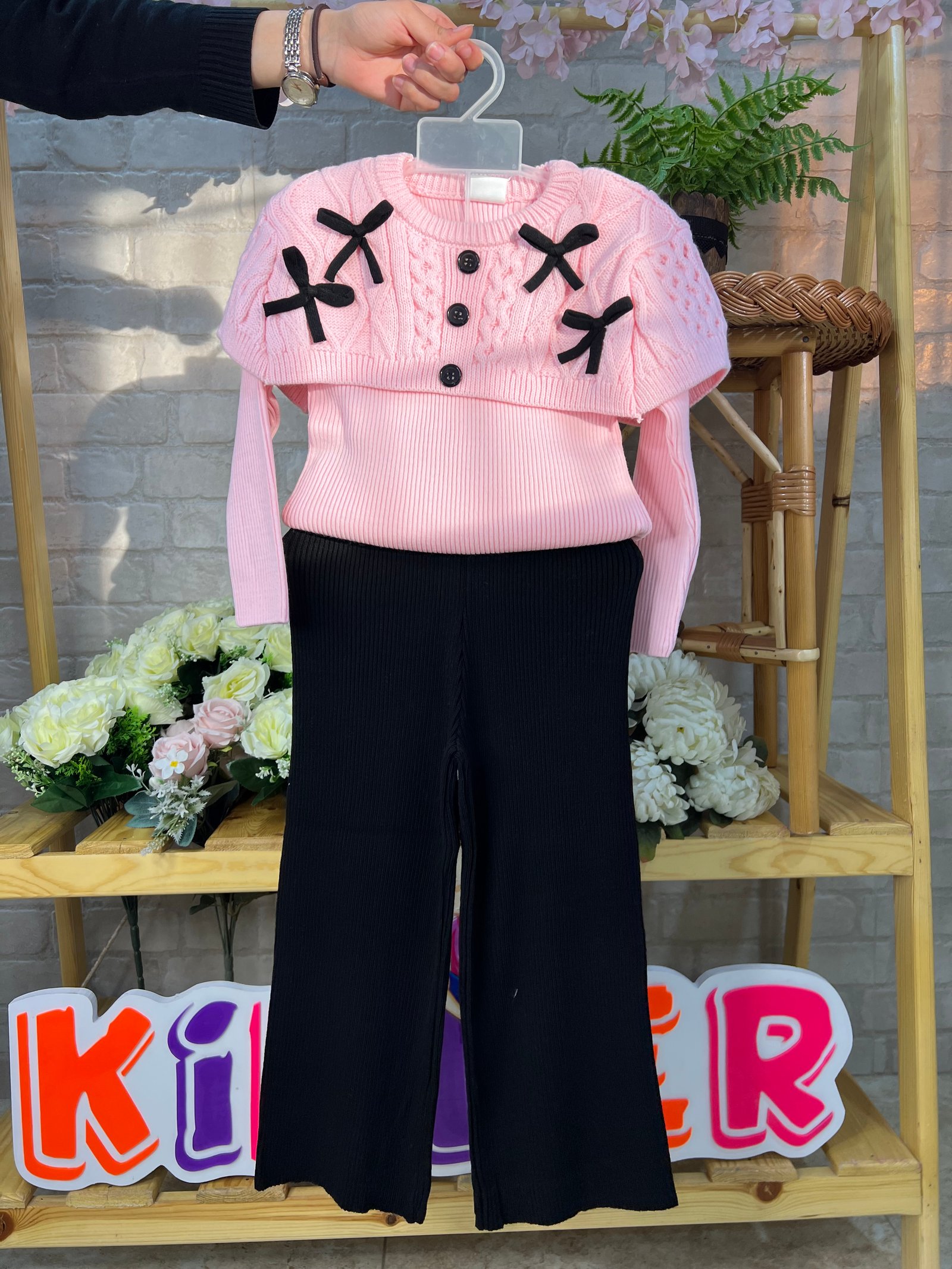 Ensemble en laine rose 