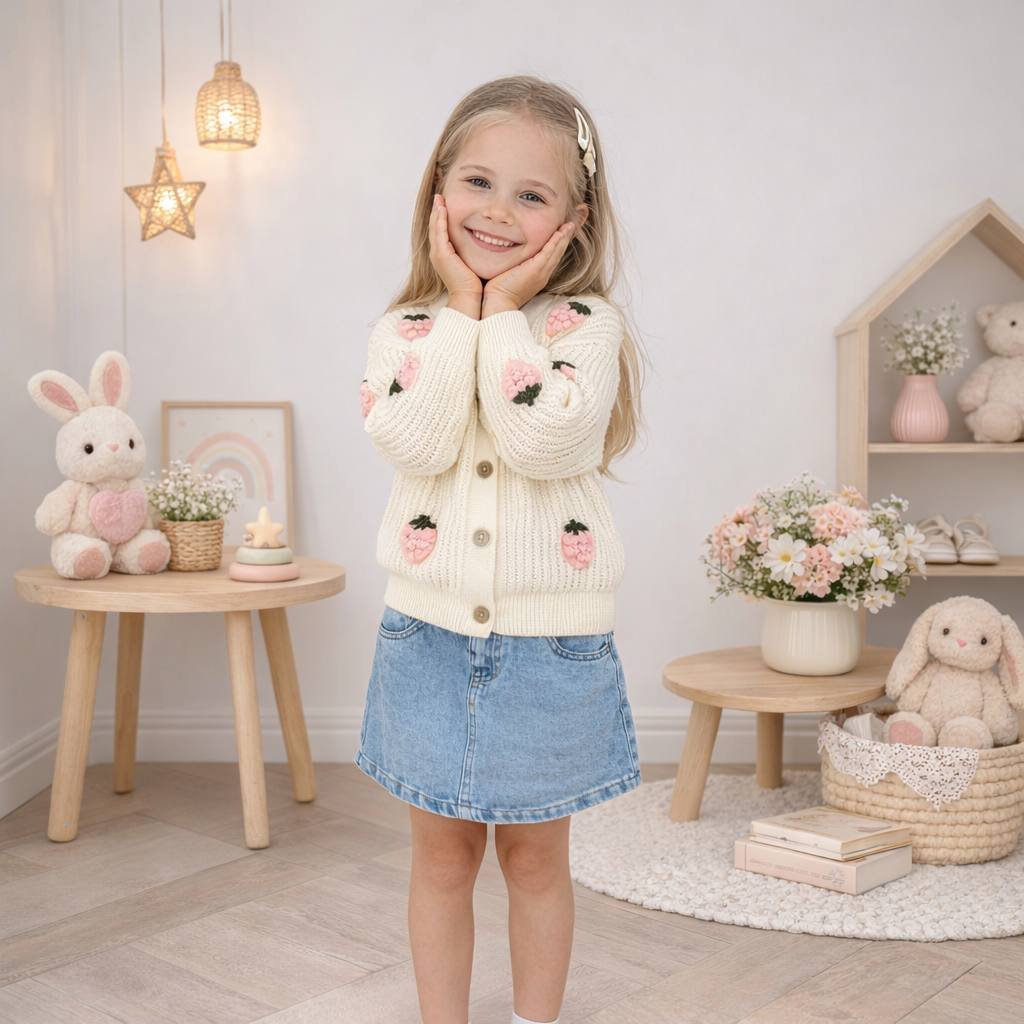 Ensemble cardigan fraise 