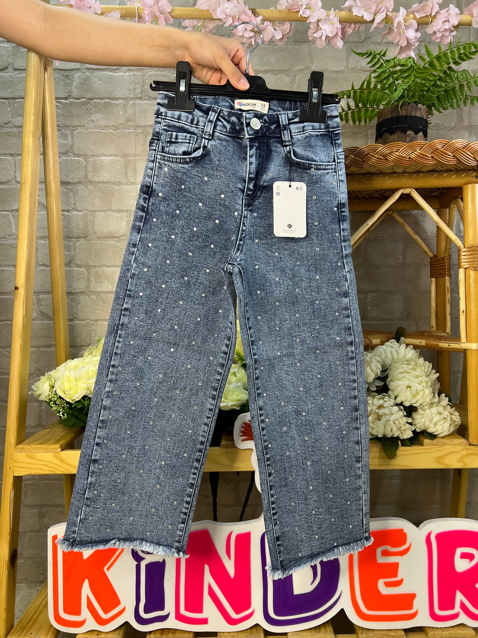 Pantalon jean perle ( bleu) 