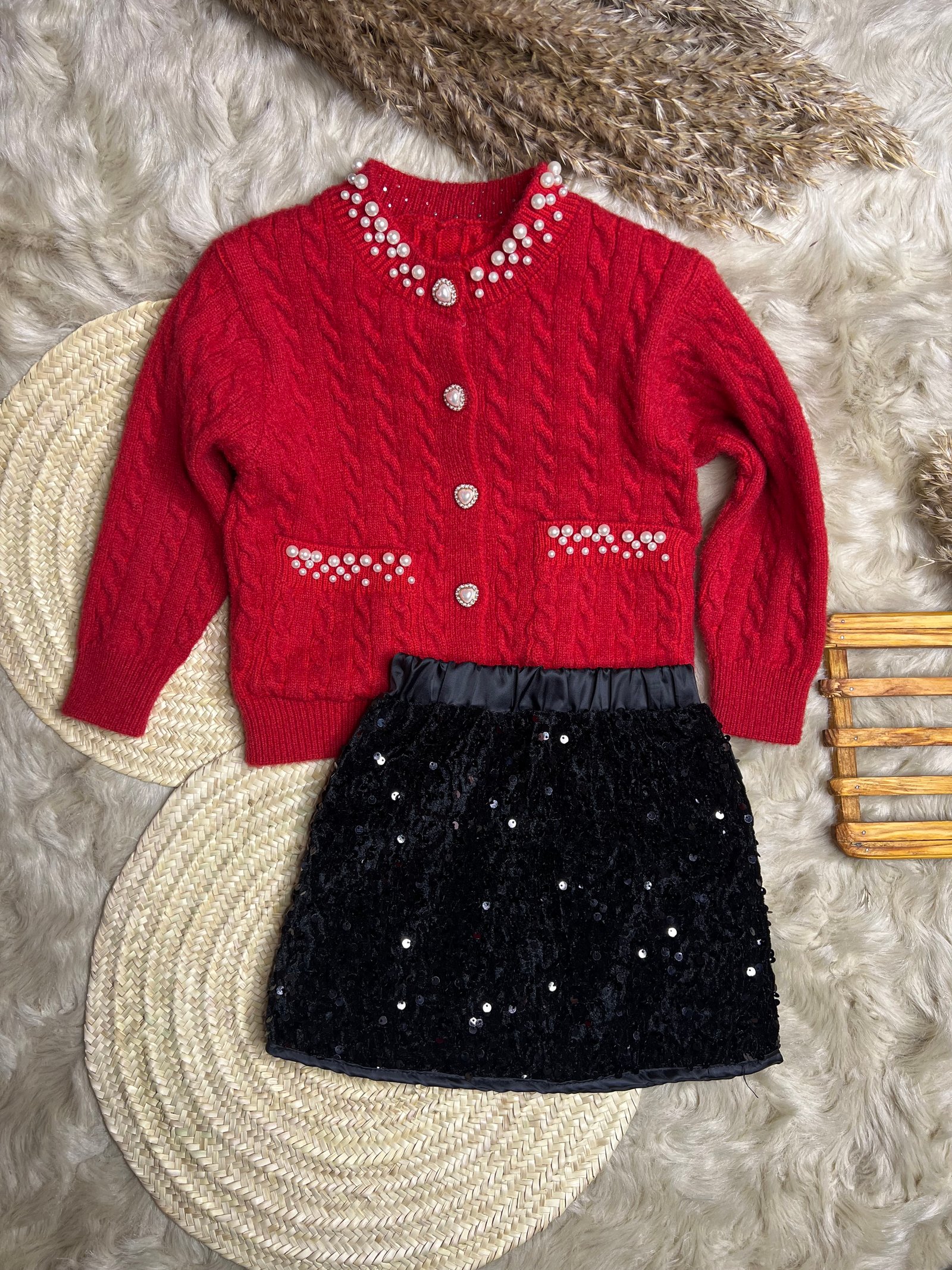 Ensemble pailletée noir X rouge 