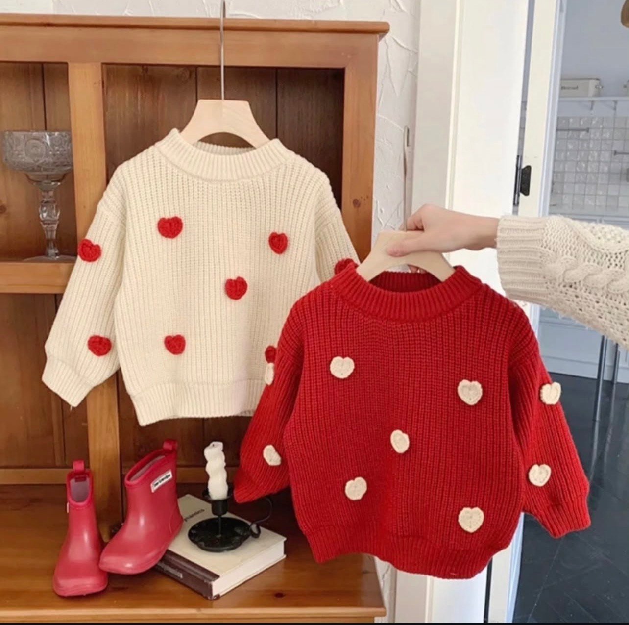 Pull cœur en laine 